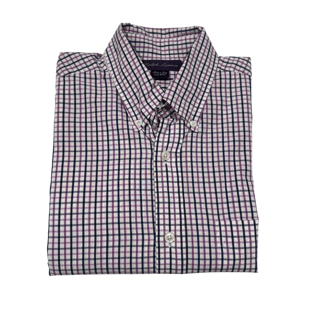 Ralph Lauren Purple Label Mens Tattersall Check Cotton Shirt Made in Italy M